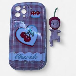 Cherish Gingham Cherry Phone Case - Pink and Red iPhone 14 Pro Max